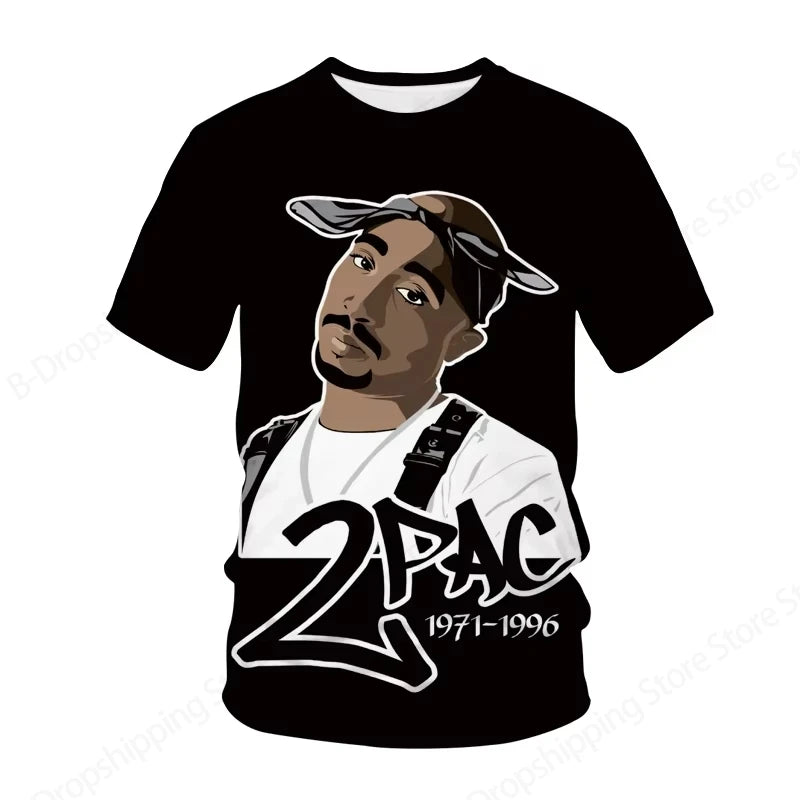 New Men's Women's Rapper Tupac T Shirt 3d 2pac Print Tshirt Men Fashion Summer Casual Short Sleeve T-shirt Women Tops Tees Album