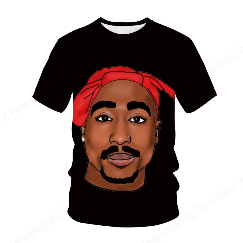 New Men's Women's Rapper Tupac T Shirt 3d 2pac Print Tshirt Men Fashion Summer Casual Short Sleeve T-shirt Women Tops Tees Album