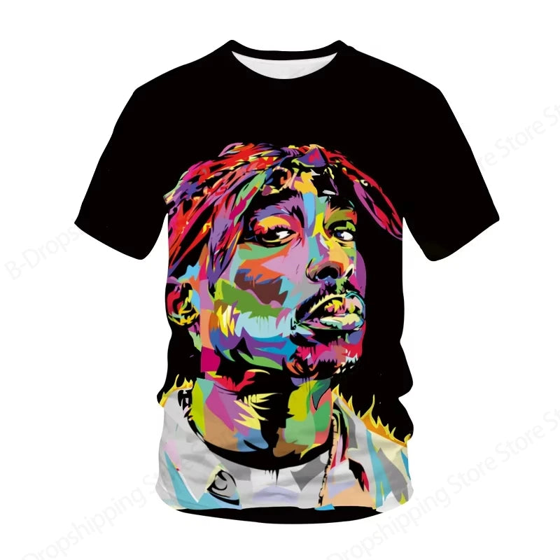 New Men's Women's Rapper Tupac T Shirt 3d 2pac Print Tshirt Men Fashion Summer Casual Short Sleeve T-shirt Women Tops Tees Album