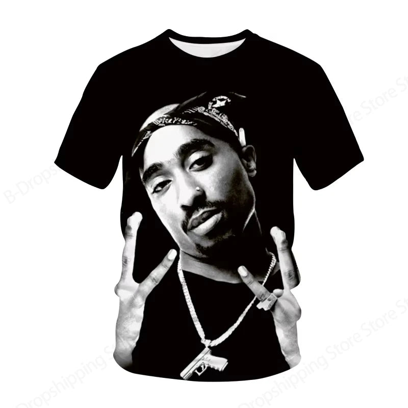 New Men's Women's Rapper Tupac T Shirt 3d 2pac Print Tshirt Men Fashion Summer Casual Short Sleeve T-shirt Women Tops Tees Album
