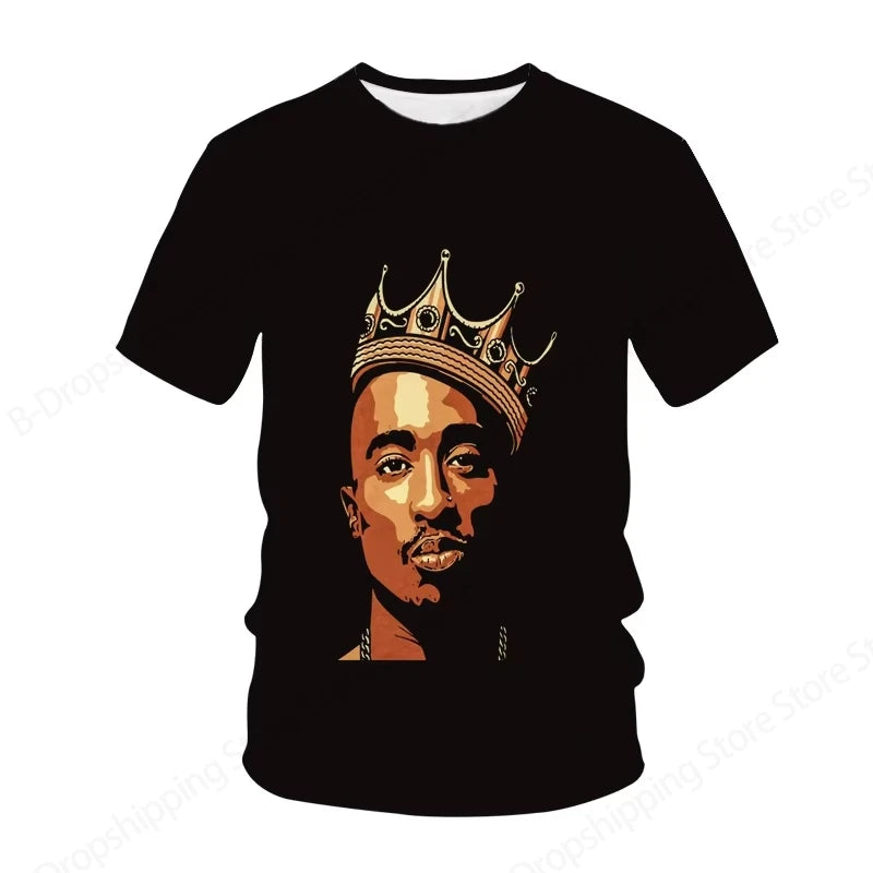 New Men's Women's Rapper Tupac T Shirt 3d 2pac Print Tshirt Men Fashion Summer Casual Short Sleeve T-shirt Women Tops Tees Album