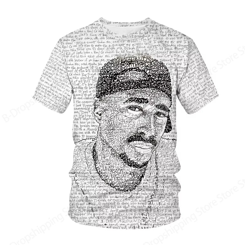 New Men's Women's Rapper Tupac T Shirt 3d 2pac Print Tshirt Men Fashion Summer Casual Short Sleeve T-shirt Women Tops Tees Album