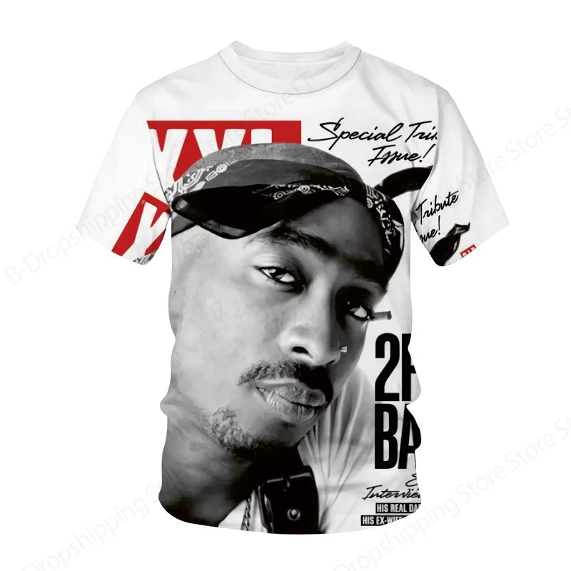 New Men's Women's Rapper Tupac T Shirt 3d 2pac Print Tshirt Men Fashion Summer Casual Short Sleeve T-shirt Women Tops Tees Album