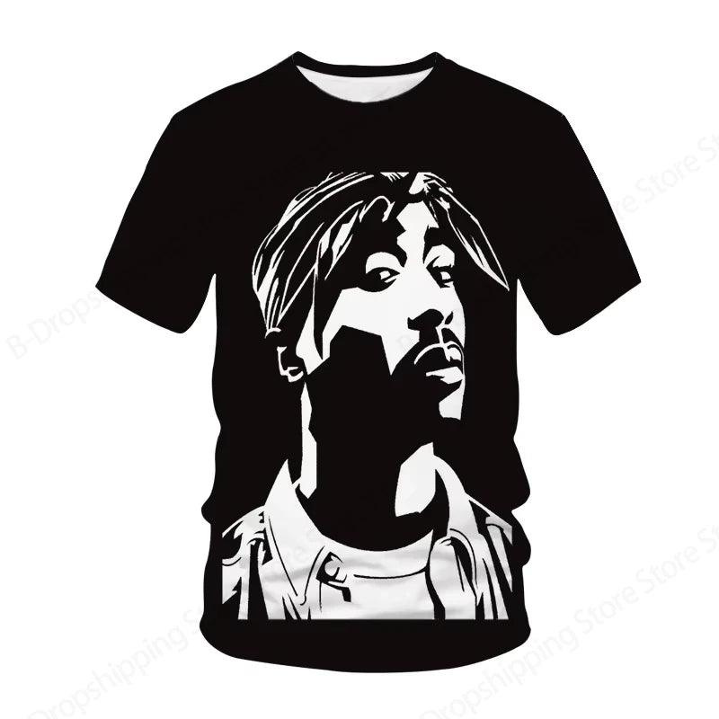 New Men's Women's Rapper Tupac T Shirt 3d 2pac Print Tshirt Men Fashion Summer Casual Short Sleeve T-shirt Women Tops Tees Album
