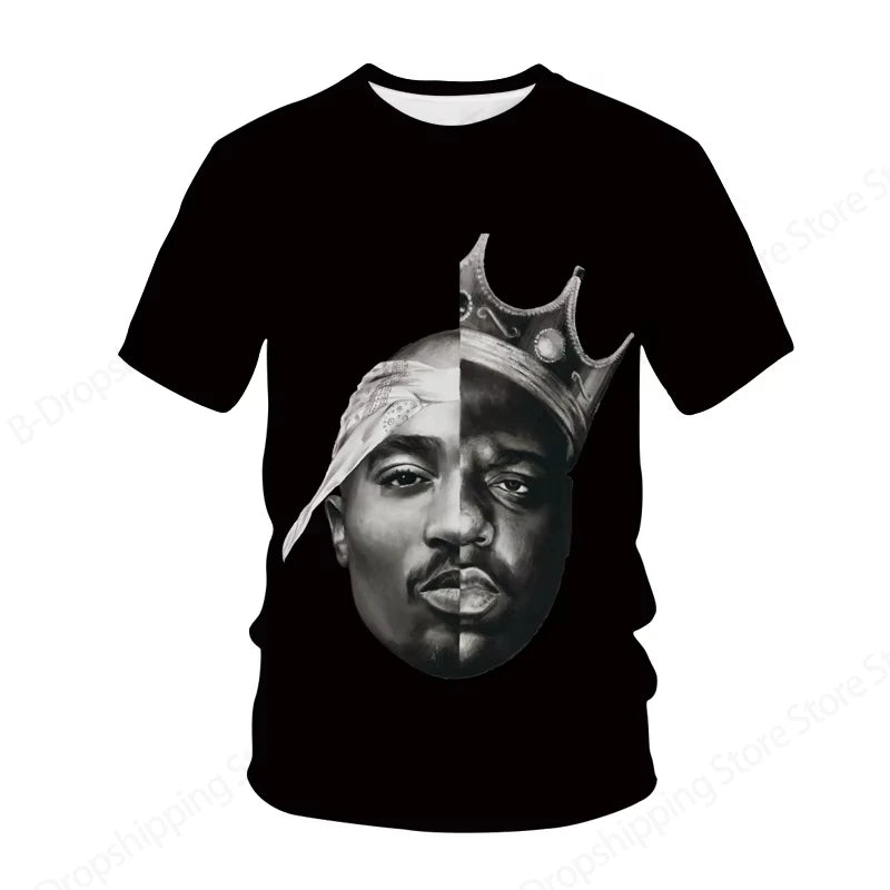 New Men's Women's Rapper Tupac T Shirt 3d 2pac Print Tshirt Men Fashion Summer Casual Short Sleeve T-shirt Women Tops Tees Album
