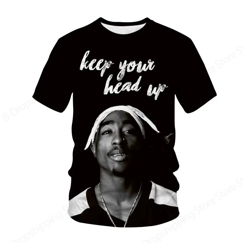 New Men's Women's Rapper Tupac T Shirt 3d 2pac Print Tshirt Men Fashion Summer Casual Short Sleeve T-shirt Women Tops Tees Album